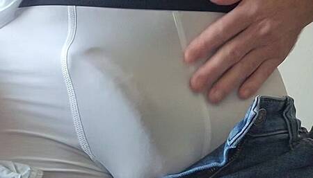 Striptease in My Tight White Boxers Showing My Man Pussy