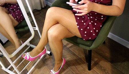 Crossed legs in stocking , she waiting for you AVI