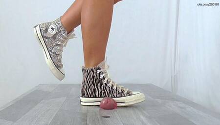 Flattened Under Ambers Snakeskin Converse - Slave Cam - Extreme Cock and Balls Trample - CB41-3