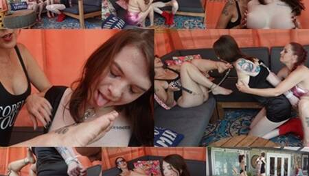 Hot T-girl bound for foot worship by her cruel stepmom & step-sister (MP4 SD 3500kbps)