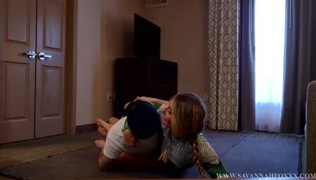 Wrestling Saran wrap fan session