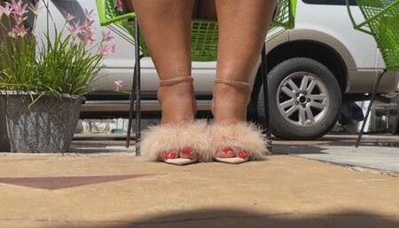 Balbina hard toe tapping in fluffy sandals