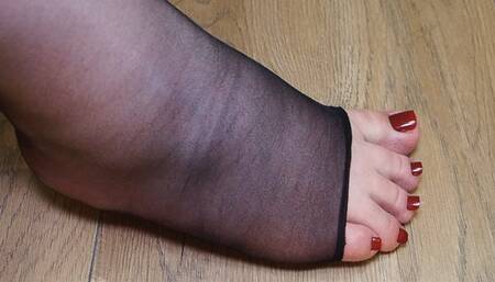 #2 BBW feet in ripped black stockings