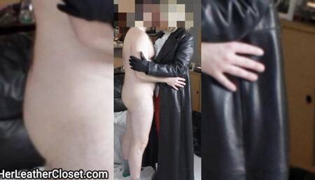 Orange and Black Leather Handjob