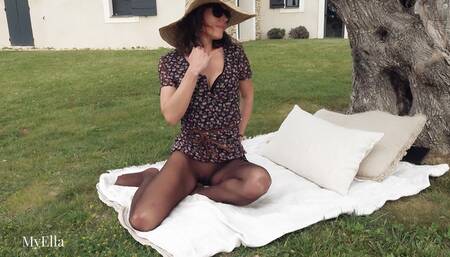 Summer day relaxing in seamless pantyhose