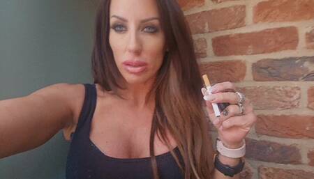 Cheating Horny Housewife sneaks off for a Smoking sex Video Call