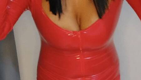 Snorkel gear in red latex masturbation encouragement