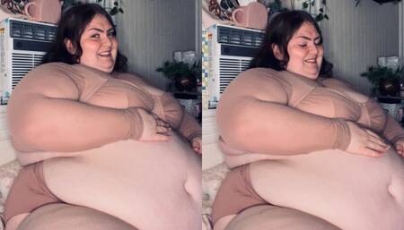 Stuffing in burgers and playing with my belly