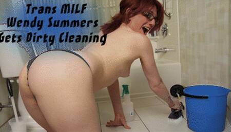 Trans MILF Wendy Summers Gets Dirty Cleaning