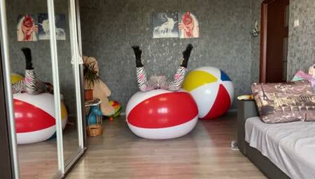 jumping on a very inflated ball from Shosu