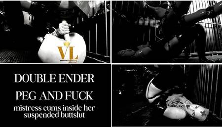 VIVIENNE L'AMOUR - DOUBLE ENDER PEG AND FUCK - MISTRESS CUMS INSIDE HER SUSPENDED BUTTSLUT (1080P FULL HD)