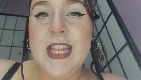 Giantess inhales tiny man up her nose