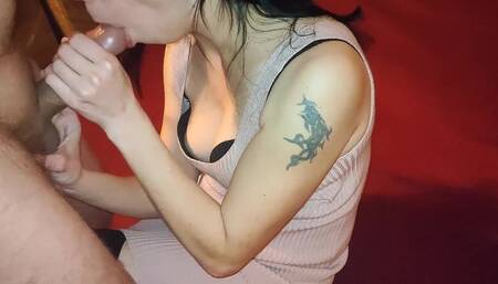 Cum on Bitch's Tits for Debts Part 4