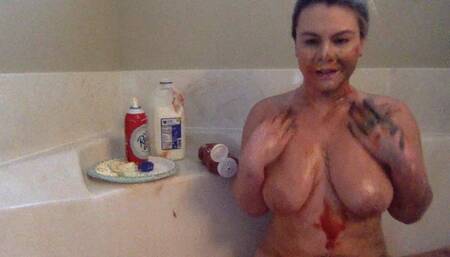 Rubbing Foods all over my naked body and playing with myself