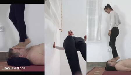 Mistress Natasa bare feet on her slave's face Picture in picture