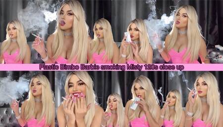 Plastic bimbo Barbie smoking Misty 120s close up!
