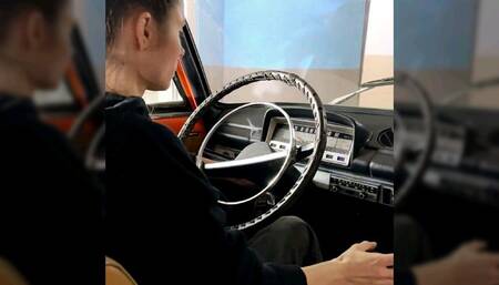 Anna coldstarting, moving, stalling a Lada 2101 in mechanic shop