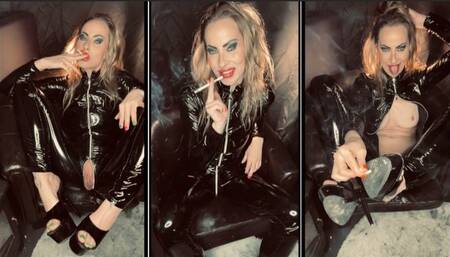 Smoking an eve 120 in catsuit and high heels