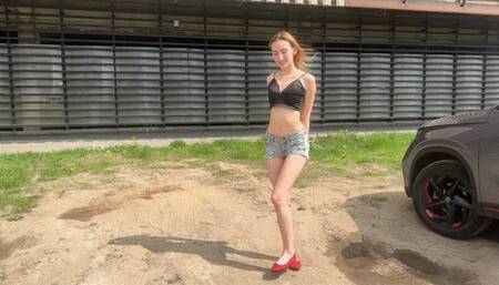 girl loves to lie in the mud, getting her stomach dirty