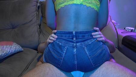 Handjob Over Boxers, Cummiing in White Underwear