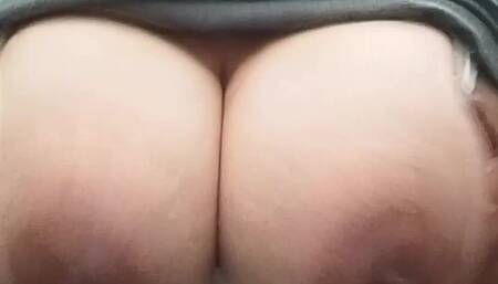 Playing at milking boobs at work