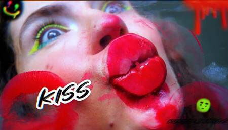 Messy Red kiss + Spit Fetish Kissing