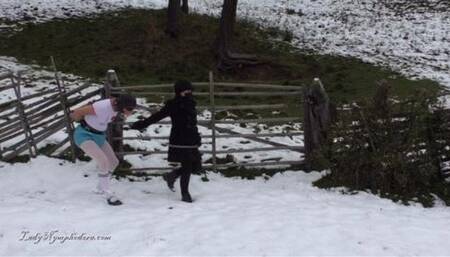 Lady Nymphodora - Humiliated Adult Baby in the snow HD