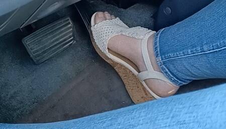 Open Toe Wedge Heel Driving sexy