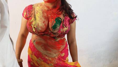 Wife Cheated Her Husband and Played Holi and Got Fucked with Husband's Freind