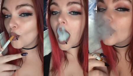 Close up open mouth inhales