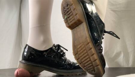 A Shoejob Date with a Schoolgirl - Footjob, CBT and severe Shoejob in white Nylons and Doc Martens - multi - HD