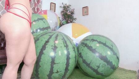 Custom Clip: 5 Big Beach Balls Popped !!!