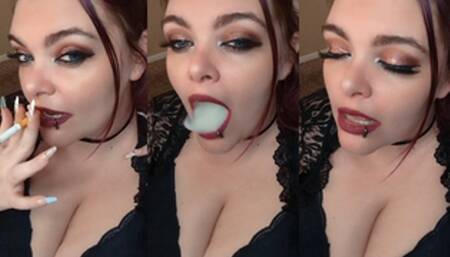 Chain smoking 100's, holding in every drag