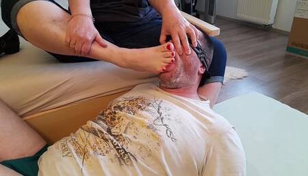 Femdom - worshiping and sniffing shoes, socks and feet