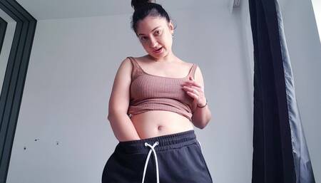 Stripping Out of College Clothes to Masturbate