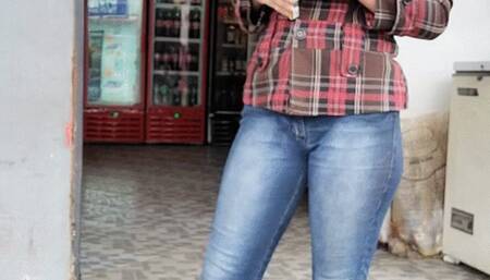 Smoking at work on my break - a few coughs - wearing boots