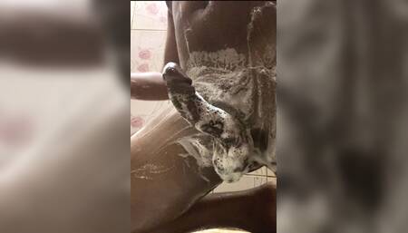 Real Indian massive Big Black Thick Dick erection while bathing and who wanna take my dick into her pussy