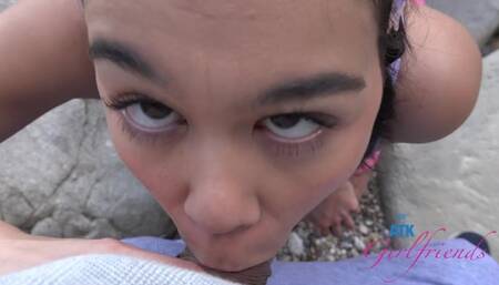 Cruising on the coast with super cute Brianna Arson on date + getting amazing head out in public POV