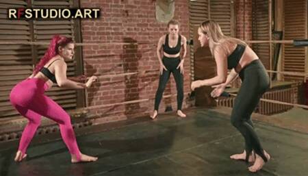 Mixed Tickle Wrestling - Pandora vs Annabelle, Brittany as the referee (FULL HD MP4)