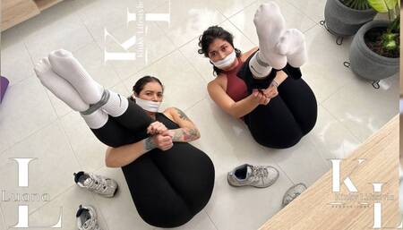 Two Undercover Agents caught Snooping Around (White Nike Crew Socks, Black Leggings, Duct Tape Bondage, OTMGag, Escaping)
