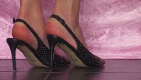 Studded Leather Slingbacks