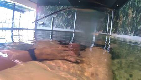 Awesome Underwater Wanking in a Real Thermal Pool: Unfortunately, I Almost Got Caught