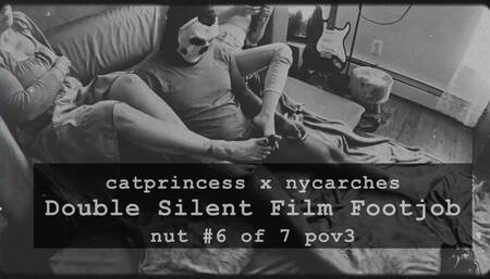 Look what you found in the attic! Classic 1800s silent film double footjob marathon with Cat Princess and NycArches, foot porn from the past