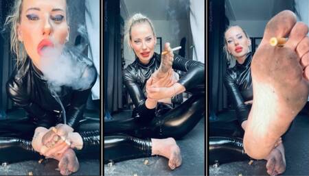 Chain smoking marlboro with my dirty feet