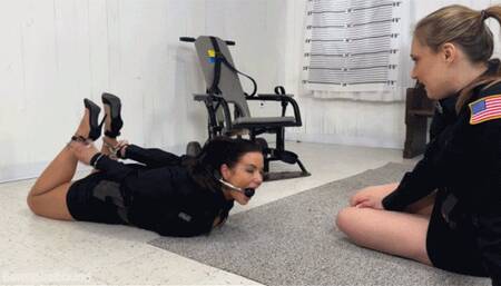 Officers in satin panties have some fun playing on the job part 1 of 2