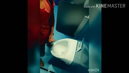 Jerk off Public Toilet. Urinal Cum. Exhibitionist