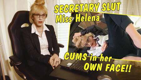 Secretary Slut Miss Helena - instead of dictation she gets her own sperm in her face!
