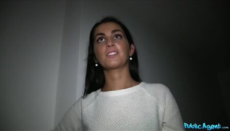 Beautiful slim brunette accepts cash for sex deal