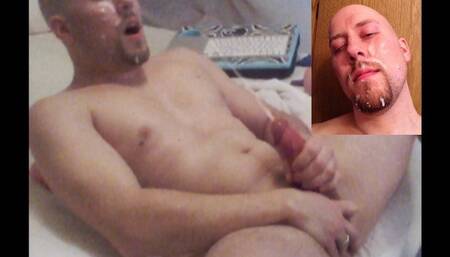 Massive cumshots hit my face during a live cam show