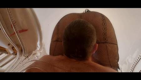 Mistress Luna and Faith - pantyhose facesitting on a seethrough chair